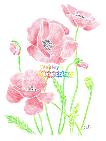 Watercolour Greeting Card of Poppies