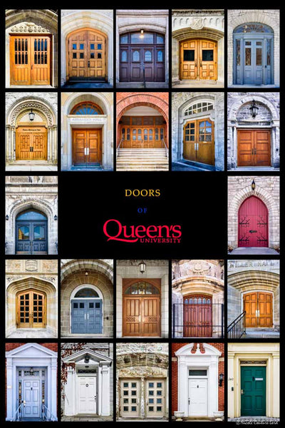 Poster laminated plaque - doors of Queen's University 16 x 24 inches - 16x24 laminated plaque by Nicole Couture-Lord - Martello Alley
