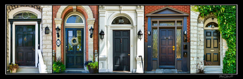 Poster - black doors of Kingston 36 x 12 inches - Photos by Nicole Couture-Lord - Martello Alley