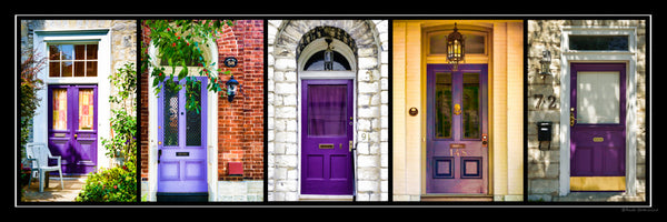 Poster - purple doors of Kingston 36 x 12 inches - Photos by Nicole Couture-Lord - Martello Alley
