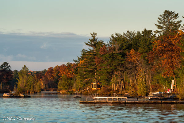 Fall sunrise on dock - print 12 x 18 inches - 18 x 12 prints by Nicole Couture-Lord - Martello Alley