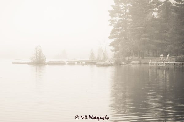 Foggy sunrise at the cottage - print 12 x 8 inches - 12 x 8 inches by Nicole Couture-Lord - Martello Alley