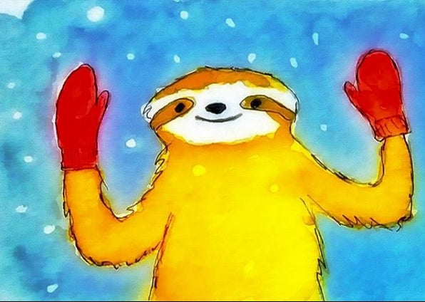 Card- Looks like Mr. Sloth got new mittens. - Greeting Card by Heidi Larkman - Martello Alley