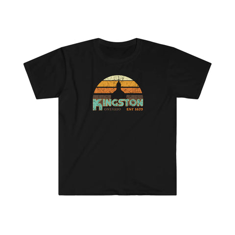 Kingston Retro City Hall Unisex Softstyle T-Shirt - Maroon / M,L,XXL