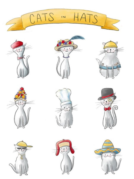 Cats in Hats print