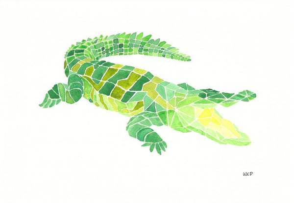 Crocodile Card - Wesley's Watercolour - Greeting card by Wesley Dossett - Martello Alley