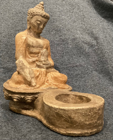 Medicine Buddha tea light candle holder, Small Hand-cast concrete