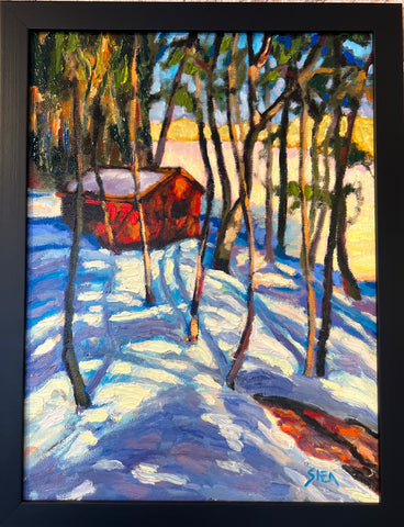 Red Shack on the Edge of the Water - original art by Pat Shea