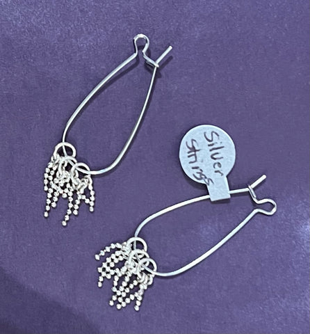 Silver strings earrings - by Leslie Welfare