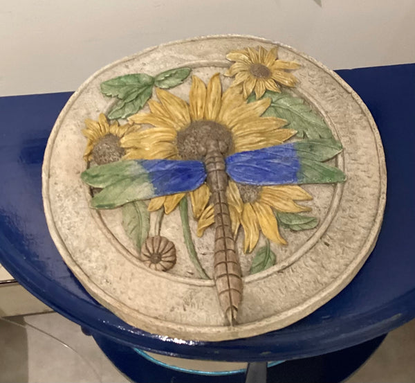 Large Dragonfly Tile/Stepping Stone with Coneflowers