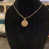 14KT GF & Brass roller printed circle necklace