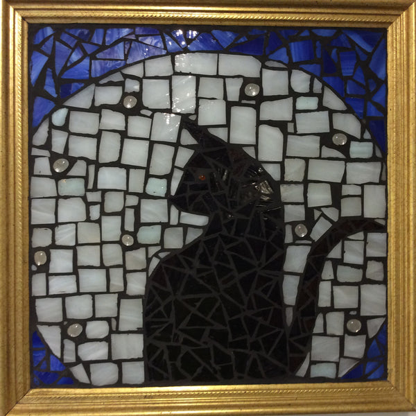 Stained Glass - Cat in the Moon