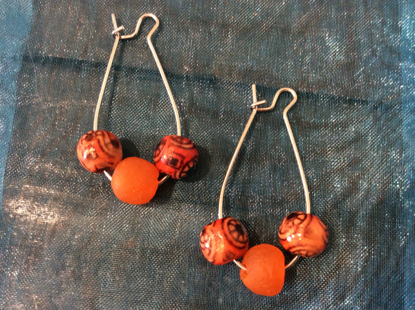Orange beaded earrings