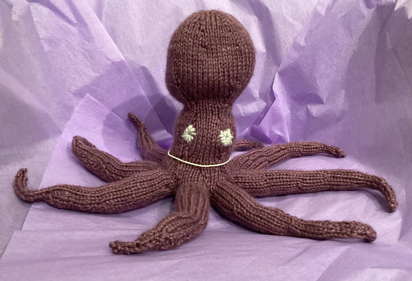 Large Marv hand knit octopus by artist Bonnie Humber