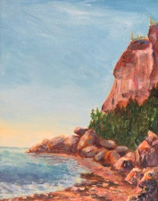 Agawa Rock, Lake Superior Park - original painting by Carla Miedema