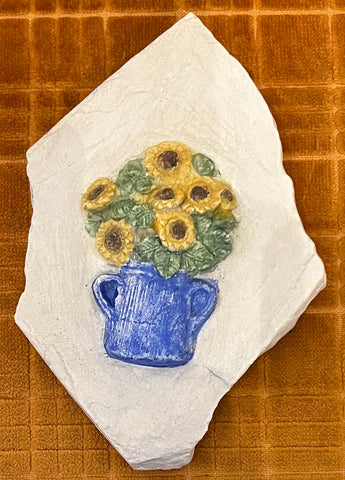 Mini “Sunflowers in a Vase Rock” Wall Tile by Concrete Design Studio