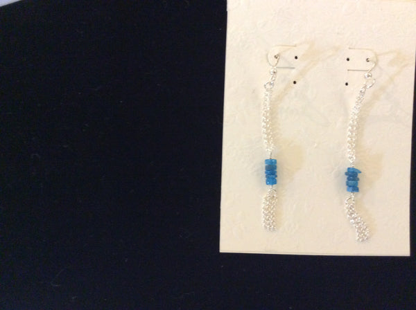 E30  Turquoise or Apatite 5 bead earrings - Jewellery by Martello Alley - Martello Alley