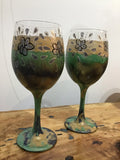 Hand painted wine glasses by Ovals