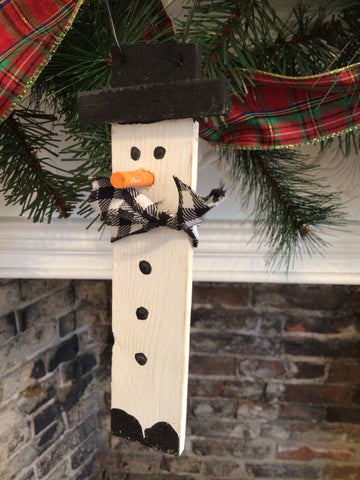 Snowman Ornament by the Wood Shepherd