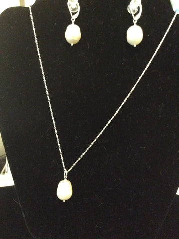 N5 ss and freshwater pearl Necklace 18" chain - Jewellery by Martello Alley - Martello Alley