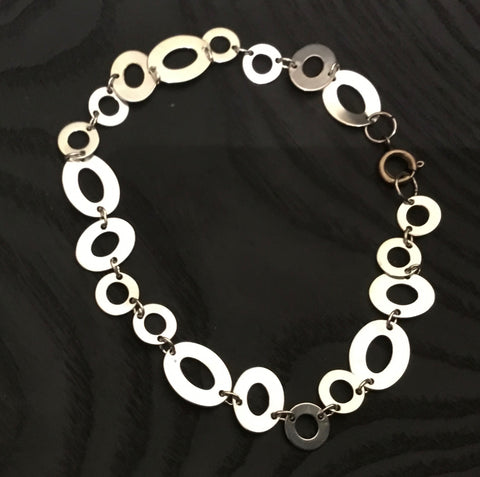 Sterling silver oval link bracelet - by Leslie Welfare