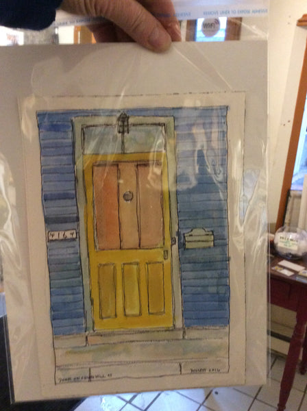 Door on Churchill Street [Portsmouth] - Watercolour by David Dossett - Martello Alley