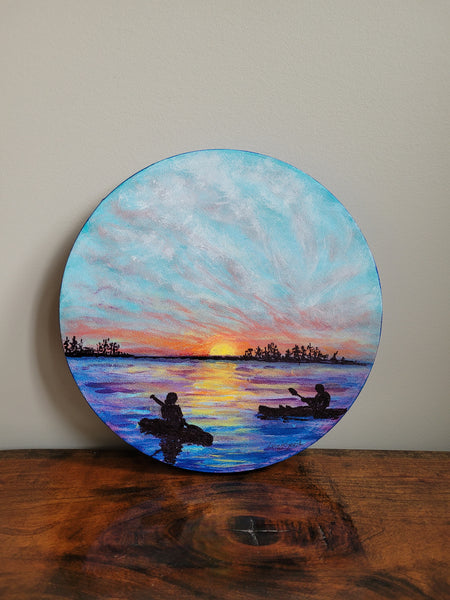 Kayaking at Sunset, original artwork by Lucy De Sousa