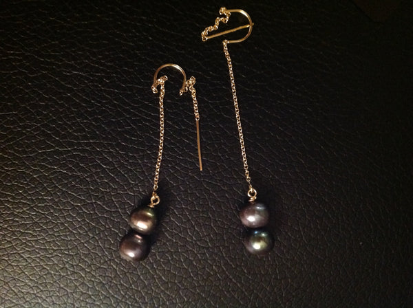 E27 14 k gold filled double pearl earring - Jewellery by Martello Alley - Martello Alley