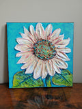 White Sunflower: Series 3 original mixed media painting by Lucy De Sousa