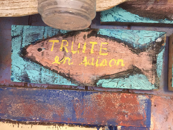 Truite en saison vintage sign -  by David Dossett - Martello Alley