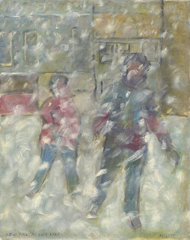 New rink at City Hall (unframed) - 16x20 acrylic and Oil Painting by David Dossett - Martello Alley