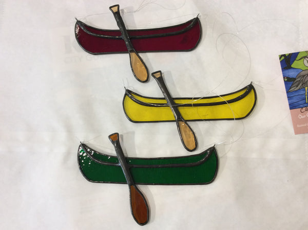 Our Cottage Glass:  Canoe and Paddle