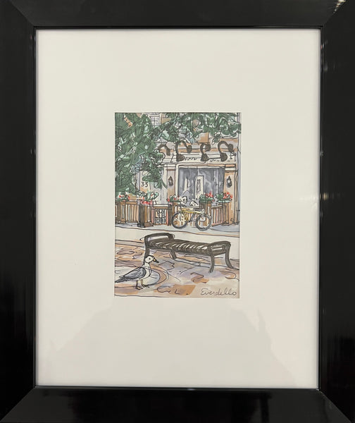 Everdello 9.5” x12” original  framed art work