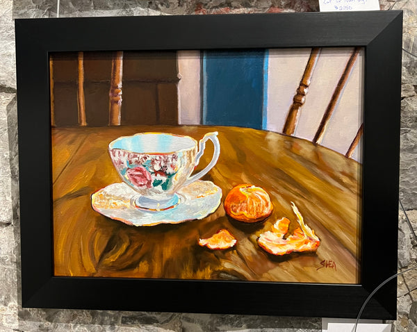 Tea Cup and Tangerine - original art by Pat Shea