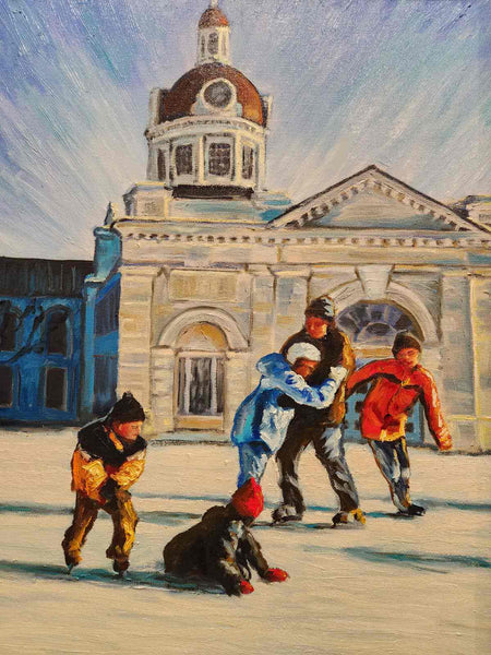 Skating on Market Square - original art by Pat Shea