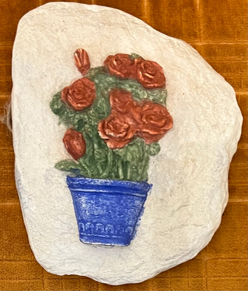 Mini “Rose in a Pot Rock” Wall Tile by Concrete Design Studio