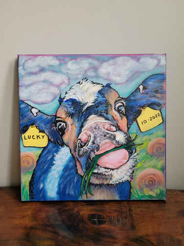 Lucky, the Blue Cow - Original by Lucy De Sousa