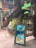 Canoe and paddle - Outdoor art - screen by David Dossett - Martello Alley