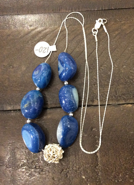 Open Water Sea Blue Chalcedony Necklace