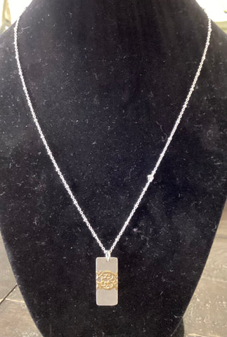 SS & Brass Rectangular Necklace