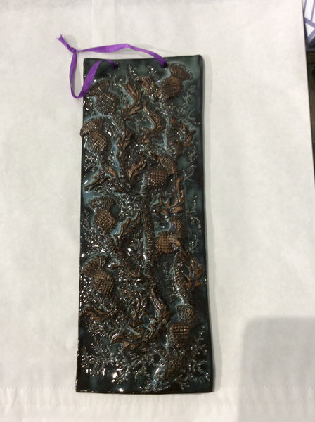 Copper Thistle ceramic wall hanging - Peggy Davisdon
