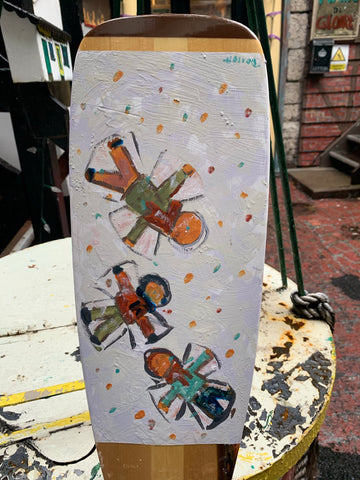 Hand-painted Paddle - Angels in the Snow - Paddle by David Dossett - Martello Alley