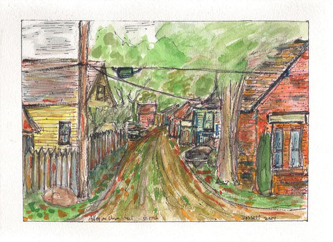 Alley On Union Street - Sketch - Print by David Dossett - Martello Alley