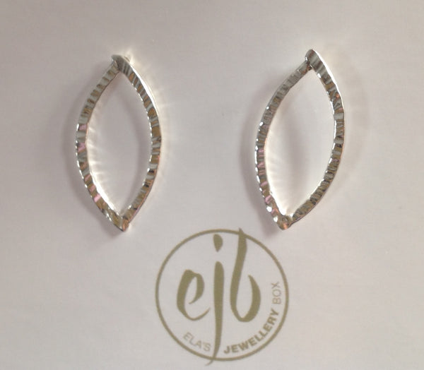 E64 SS hammered leaf - Jewellery by Martello Alley - Martello Alley