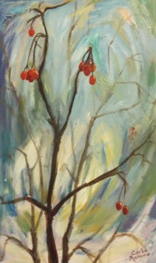 Currant Branch - original painting by Carla Miedema