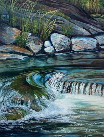 Babbling Brook - original painting by Valerie Spence Hounsell