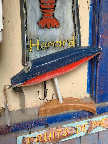 Blue and red casting plug - Folk art by Stephen Shay - Martello Alley