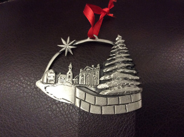 Pewter Christmas Ornament - Peace in the Square by Cindy Johnson