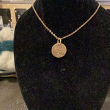 14KT GF & Brass roller printed circle necklace