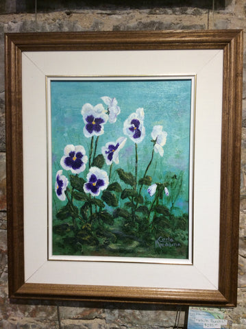 White Pansies - Original Acrylic by Carla Miedema